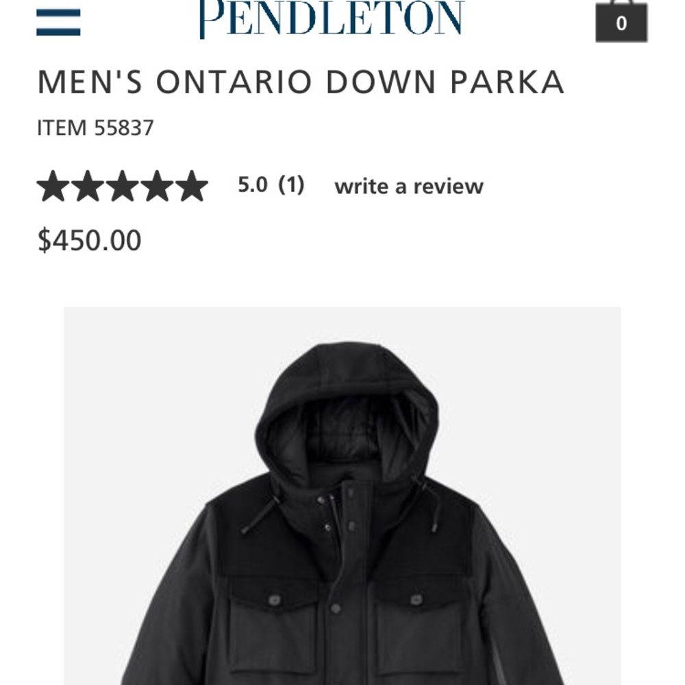 Brand new Pendleton Men’s Ontario Down Parka